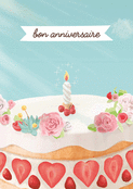 G&acirc;teau d'anniversaire fleuri et festif